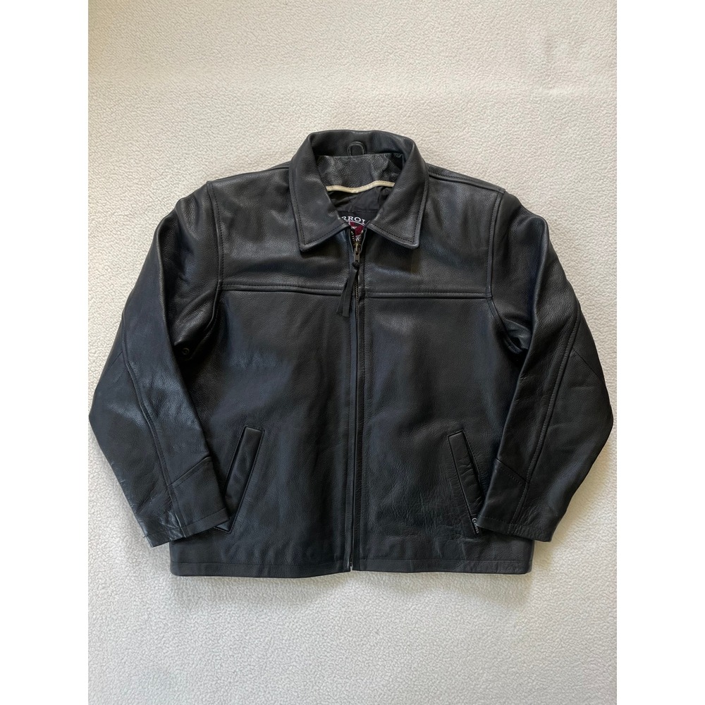 Carroll Original Wear Women Medium Leather Jacket Black Zip Pebbled Classic Moto